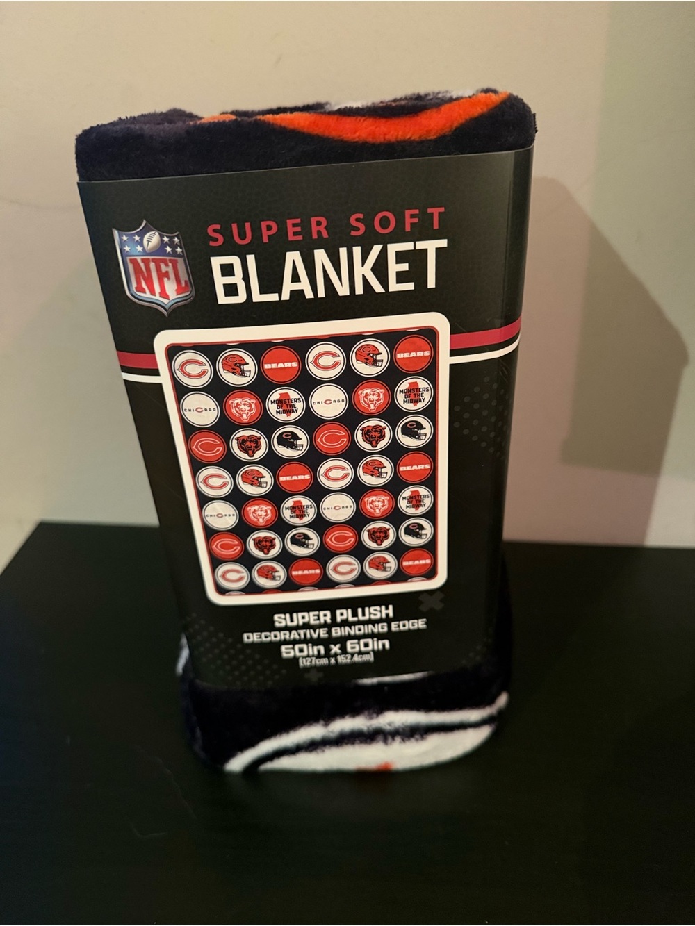NEW NFL Chicago Bears Plush Blanket - Navy, Orange & White